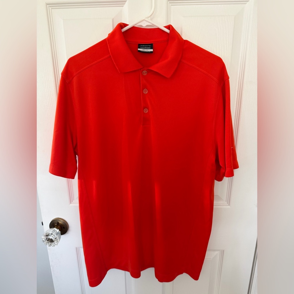 Nike Golf Men's Dri-Fit Polo Shirt Bright Red-Orange Size Large